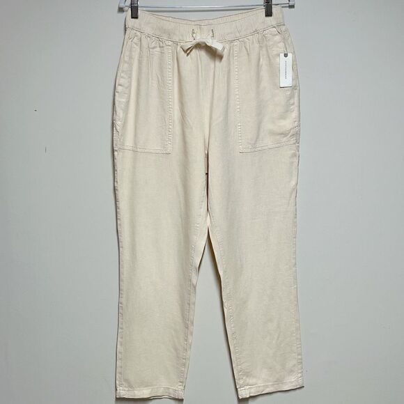 NWT Anthropologie Pilcro Drawstring High Waisted Linen Pants Cream Sz S - Picture 3 of 8